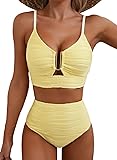 Herseas Women Two Pieces Textured Ruched Bikini Set
