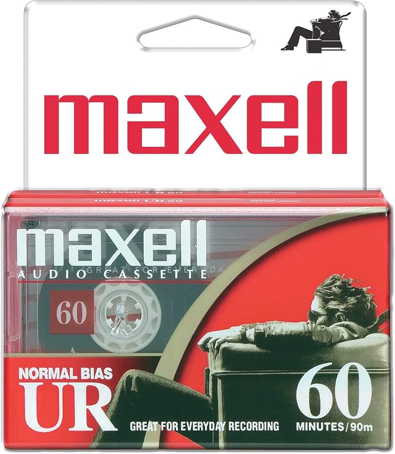 Maxell 109024 60 Minute Normal Bias Cassette Tapes 2 Pack Flat Packs