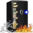 5.1 Cu ft Extra Large Home Safe Fireproof Waterproof, Anti-Theft Digital Fireproof Home Security Safe Box With Hidden Compartment, Separate Lock Box and Led Light（23.61"*14.17"*16.14"）