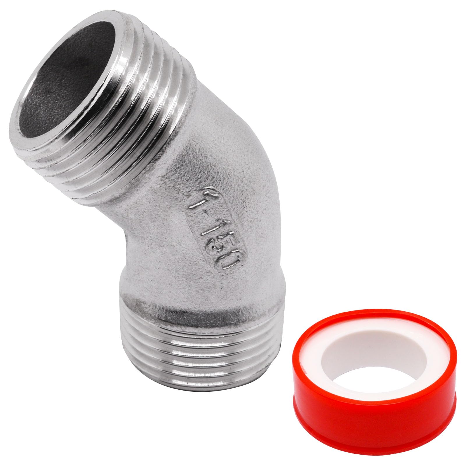 Photo 1 of S SYDIEN 45 Degree Elbow 1PCS, 1" NPT Male X 1" NPT Male 304 Stainless Steel Pipe Fitting, Connector Coupler Apply to Outdoor/Garden/Industrial