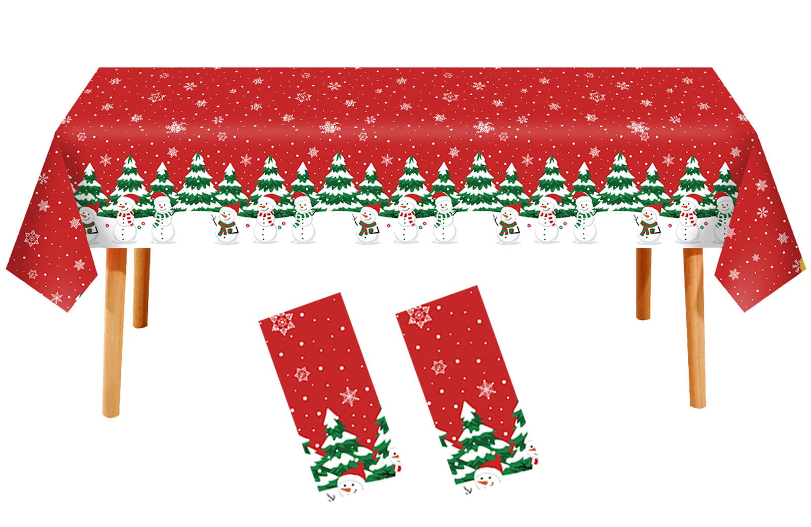 Photo 1 of ** pack ***2***RCFFDL Christmas Tablecloth, 2 Pack Plastic Xmas Party Table Covers for Rectangle Table, Snowman Design Disposable Table Covers for Christmas Party Holiday Decoration