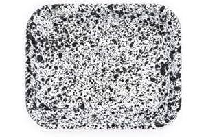 CROW CANYON HOME Enamelware Large Open Roaster, 13.5 x 10.75 inches, Black/White Splatter