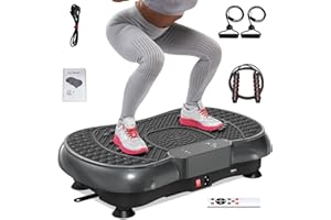 Bigzzia Vibration Plate Exercise Machine for Weight Loss – 100-Speed Platform with Remote & Resistance Bands, 450 lbs Capacity – Quiet Full Body Workout for Lymphatic Drainage at Home