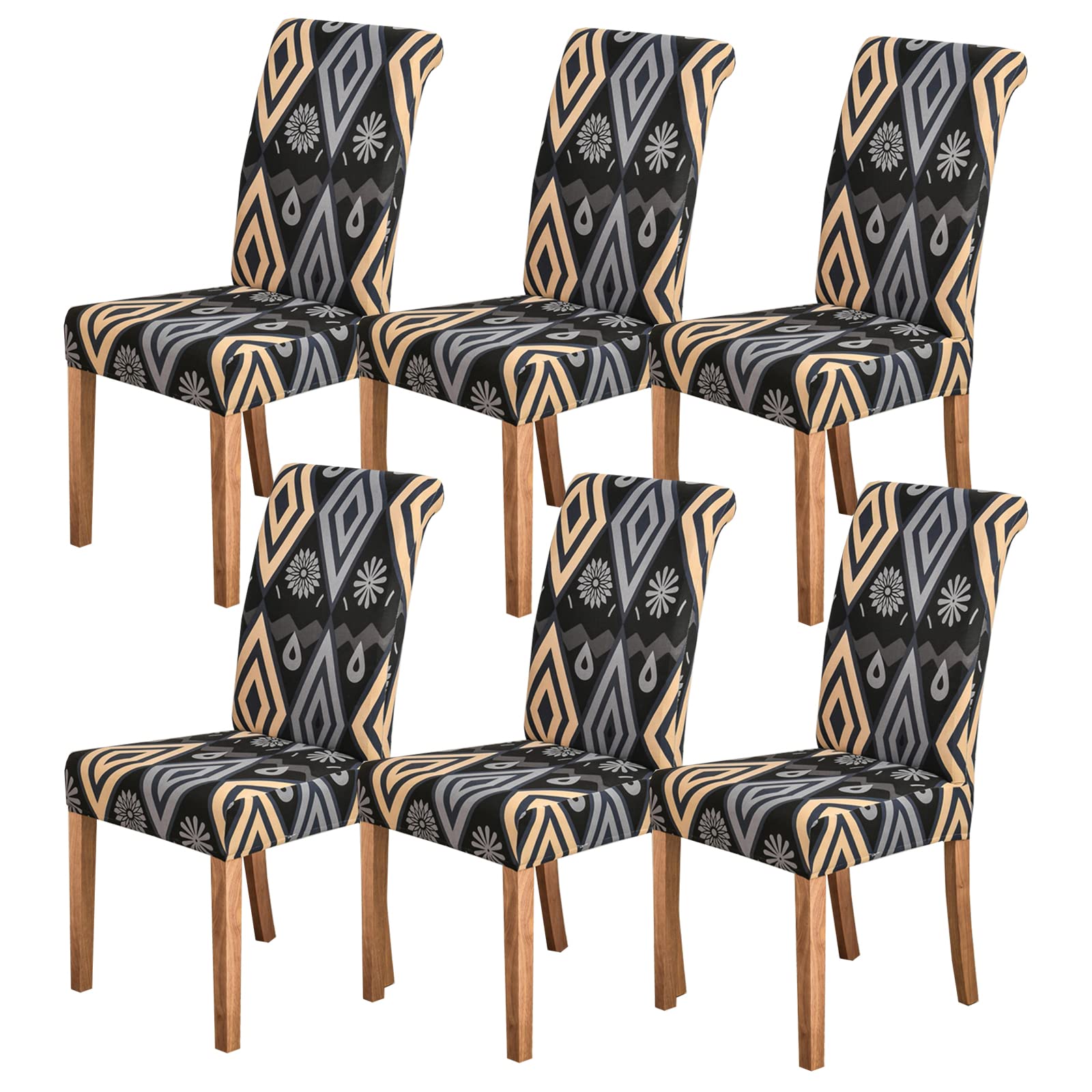 HZDHCLH Chair Covers Slipcovers 4/6 PCs Stretch Removable Washable Short Dining Chair Protector Cover Seat for Hotel,Dining Room,Ceremony (Bach,6 PCS)