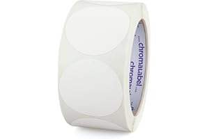 ChromaLabel 2 Inch Circle Sticker Labels, Easy to Write On Round Colored Stickers, Permanent Adhesive Labels - 500 Sticky Dots per Roll, White Stickers