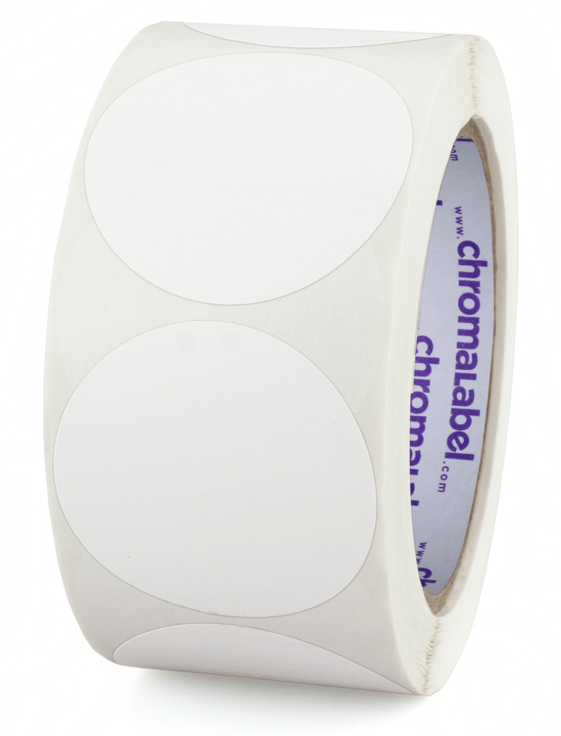 ChromaLabel 51mm (2 Inch) Round Permanent Color-Code Dot Stickers, 500 per Roll, White