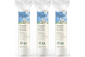 Sky Organics Organic Cotton Rounds for Sensitive Skin, 100% Pure GOTS Certified Organic for Beauty & Personal Care, 300 ct.