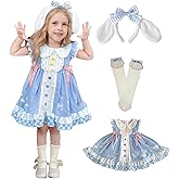 Potwjzvbe Girls Dress Cute Ruffle Sleeve Casual Dresses with Headband and Socks Halloween Birthday Party Outfits