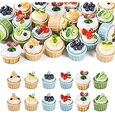 Pandahall 24Pcs Assorted Cupcake Resin Pendants 6 Styles Cute 3D Imitation Food Dessert Strawberry Cake Dangle Charms Hanging Ornament for Keychains Necklaces Jewelry Making