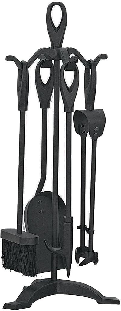 Easy Shopping 5 Piece Fireplace Companion Set Black and Brass 24 Inches