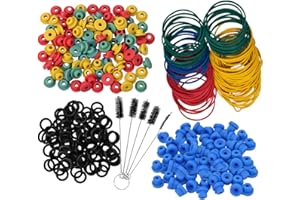 Machine Parts Set 100pcs O-rings Rubber Bands Grommets 100 Nipples 5 Brushes Assorted Supplies Accessories for Artists Sturdy