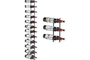 JKsmart 24 Bottles Wall Mounted Wine Rack, Metal Adjustable Wall Wine Rack, Freely DIY Spliceable Hanging Wine Holder for Kitchen,Pantry,Bar,Wine Cellar(Black Metal)