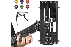 FormiPow Guitar Chord Presser, Guitar Chord Helper with Guitar Pick & Capo, 11 Chords Presser for Guitar, Guitar Learning Aid Tool Kit for Beginners Friends (Black)