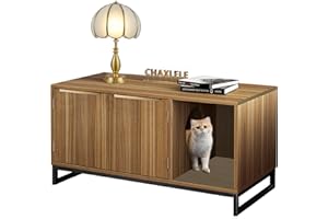 FerniTry Cat Large Litter Box Enclosure Furniture, Hidden Cat Litter Box Furniture, Kitty Litter Box Cabinet Cat Washroom Indoor Cat House as Side Table