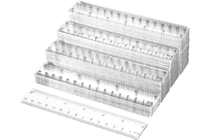 QWORK 6 Inch Rulers Bulk Clear Plastic Flexible Rulers with Inches and Centimeters, 100 Pcs Anti-Break Small Straight Ruler, 