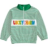 Lucikamy Toddler Baby Boy Girl St Patricks Day Outfit Collared Zipper Embroidery Sweatshirt Shirt Long Sleeve Pullover Tops