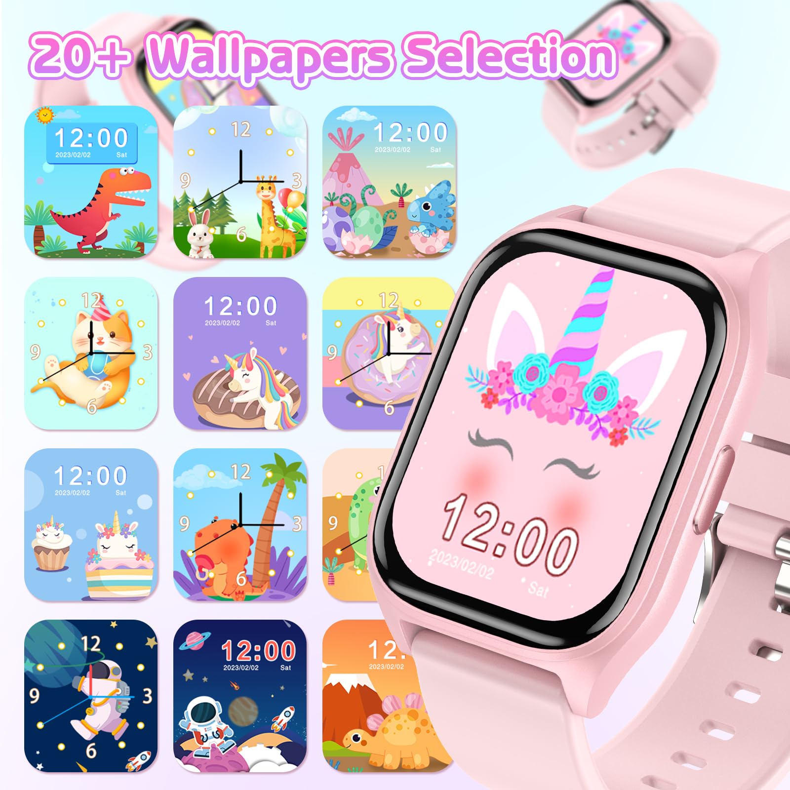 clleylise Clleylise Smart Watch for Kids - Fitness Activity Tracker, Pedometer, Heart Rate Sleep Monitor, 18 Sport Modes, Calories Counter, Alarm Clock - Gifts for Boys Girls Teens 4+ (Pink)