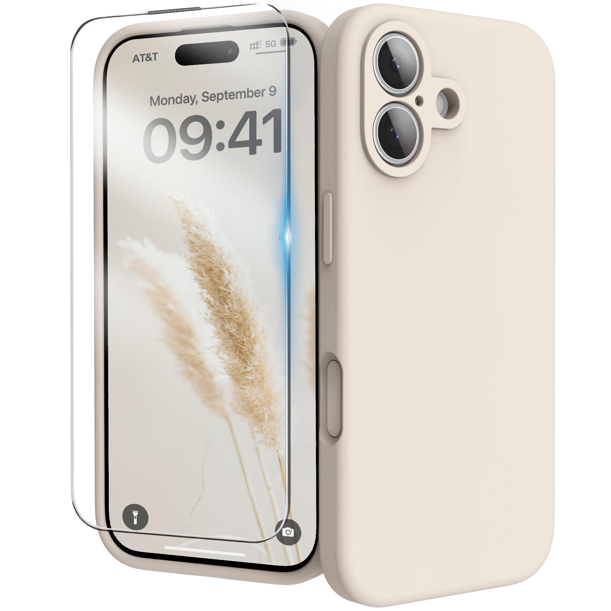 Photo 1 of INGIDO for iPhone 17 Case, Liquid Silicone Cover with Camera Protection Anti-Scratch Soft Microfiber Lining Shockproof Protective Phone Case for iPhone 17 6.3", Stone