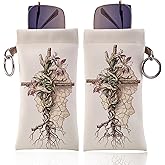 2 Pcs PU Leather Glasses Case Glasses Pouch Bag Sunglass Eyeglass for Men Women Girs with Cleaning Cloth Cute Pattern