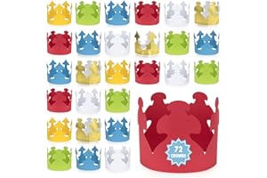 Hygloss Products Multi-Color Paper Crowns – Assorted Bright Colors - Customizable, Durable Kids Party Hats - Made in the USA - 72 Pack