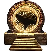 Atlantis Stargate Mirror LED Night Light Star Gate 3D Time Tunnel Ring Mirror Movie Replica Model Cospaly Halloween Party Prop Resin Collectable Toy Home Decor Ornament Gift