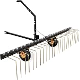 YITAMOTOR 60" Tow Behind Pine Needles Rake with 24 Spring Steel Tines | with Lift Handle for ATV or Mover Tractors, Lawn Dethatcher Rake for Leaves, Pine Needles, and Grass, Heavy Duty