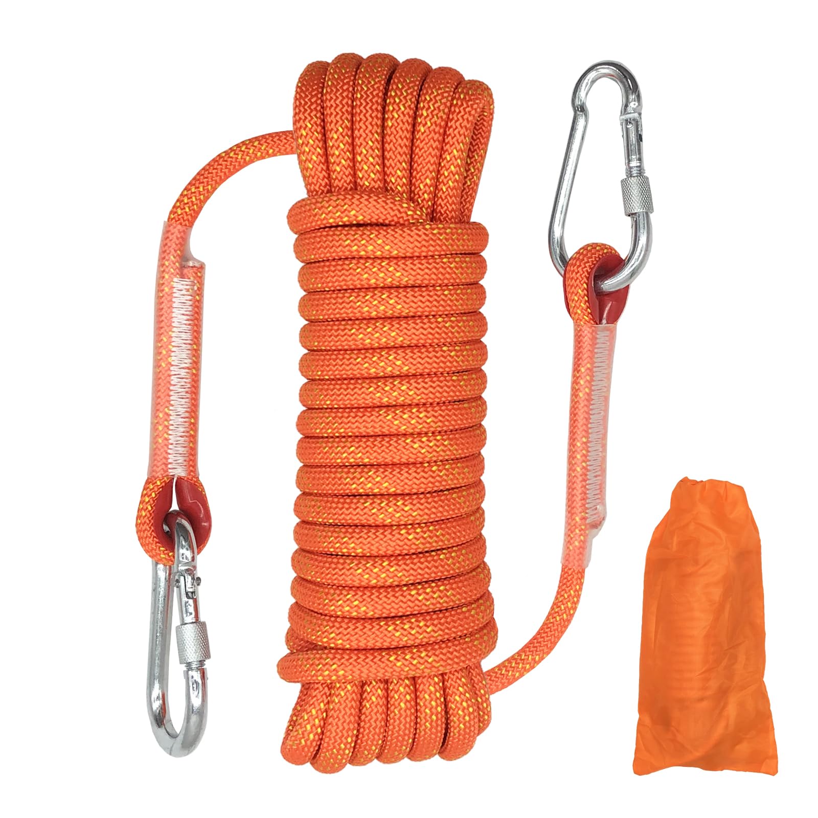 Climbing Rope, Diameter 10mm Outdoor Static Multipurpose Rope, High Strength Cord Safety Rope for Escape, Camping, Hiking, Fire Rescue, Parachute (Orange Length 10m)