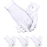 Sumind 4 Pairs White Uniform Gloves Formal Parade Gloves for Men Women Tuxedo Guard Police Dress Costume