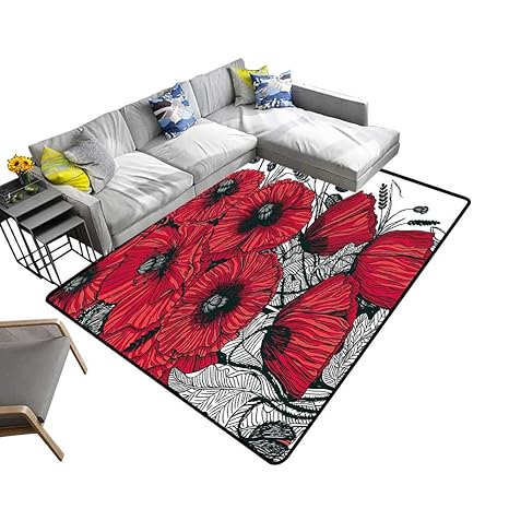Amazon Com Alsohome Silky Smooth Bedroom Mats Poppy Flower