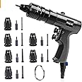 Pneumatic Rivet Tool Pneumatic Rivet Nut Setting Tool with Quick-Change M3 M4 M5 6-32 10-24 3/16 6pcs Mandrels (BT601)
