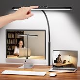 MOICO LED Desk Lamp with Clamp for Office Home- | Architect Lamp, DC Adapter, 25 Modes, 12.8in Flexible Gooseneck, Eye-Friendly for Workbench &amp; Reading