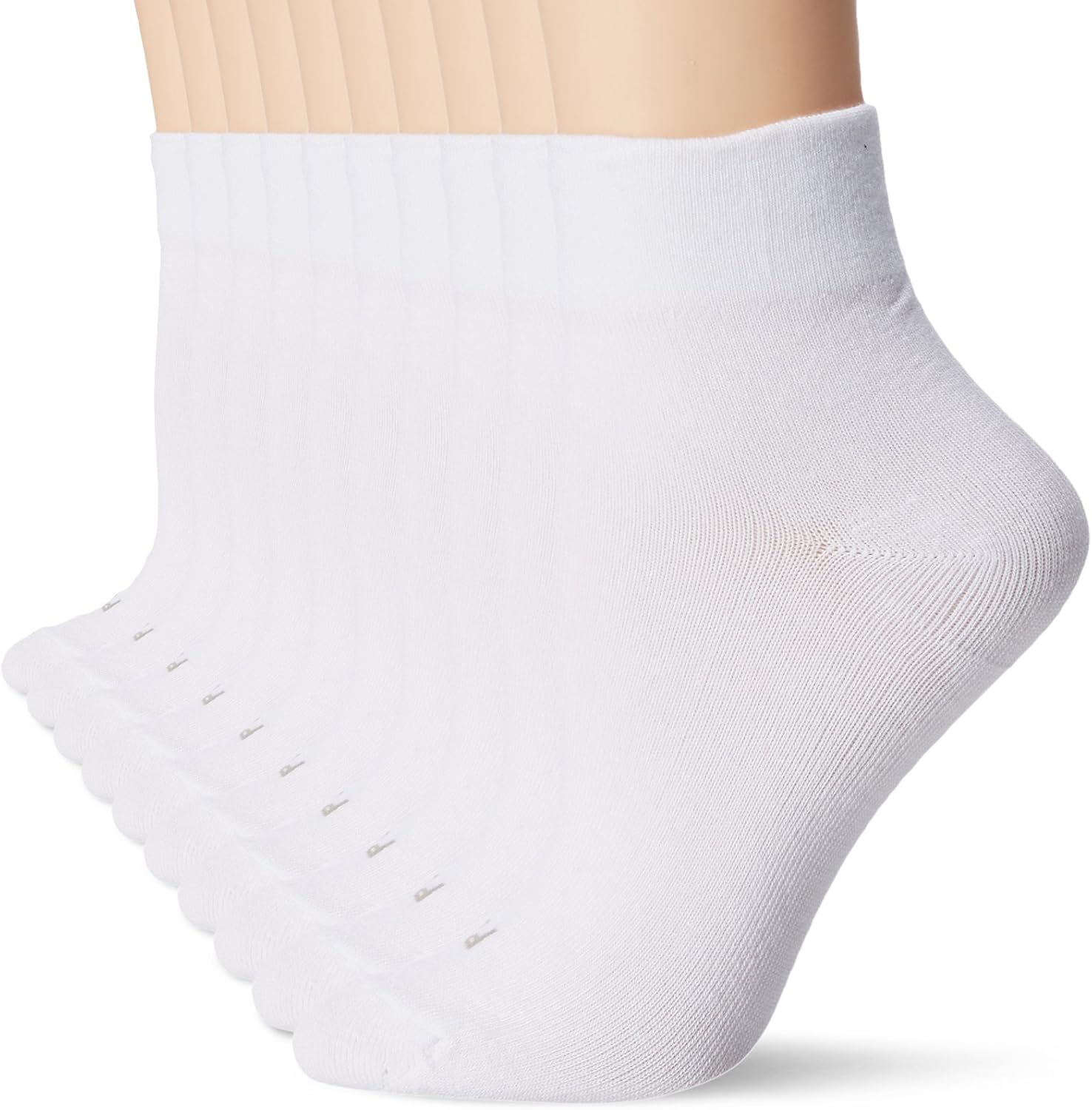 PEDS Women's Bamboo Wide Ankle Socks, 6 Pairs, White, Shoe Size 510
