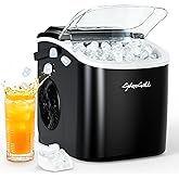 CyberChill Countertop Ice Maker, Portable Ice Machine with Handle, 6 Mins Fast Ice, 26 lbs/Day, Self-Cleaning with Ice Basket & Scoop, for Home, Kitchen, RV, Camping