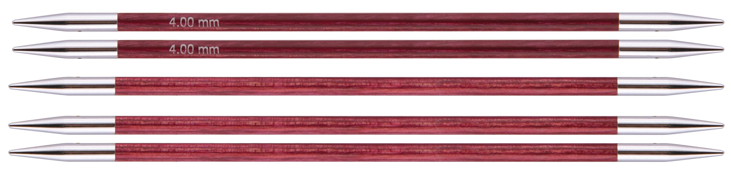 KnitPro Royale: Knitting Pins: Sets of 6: Double Ended: 20cm x 4.00mm, Birchwood, brass, Multi-Colour, 4mm