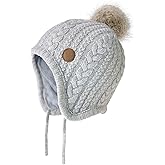 SOMALER Toddler Baby Boys Girls Winter Hat Kids Ear Flap Warm Fleece Lined Knit Beanie Fur Pom Hat