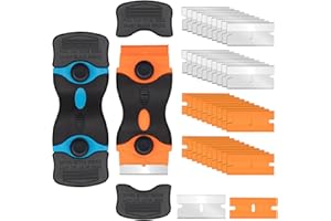 Aisoso Razor Scraper Tool 2 Pack, Razor Blade Scraper Tool with 20pcs Plastic Blades and 20pcs Metal Scraper Blades, Paint Scraper for Glass, Decals, Wallpaper, Stickers