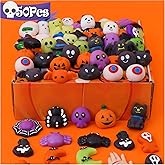 50Pack Halloween Goodie Bag Fillers Mochi Squishy Toys, Party Favors for Kids, Kawaii Squishies Fidget Toys, Stress Relief Toy Trick or Treat Stuffers Classroom Rewards Carnival Prize