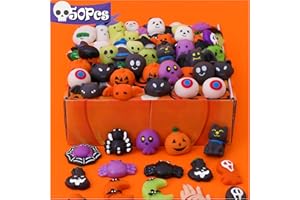 DZMEIRY 50Pack Halloween Goodie Bag Fillers Mochi Squishy Toys, Party Favors for Kids, Kawaii Squishies Fidget Toys, Stress Relief Toys Trick or Treat Stuffers Classroom Rewards Carnival Prize