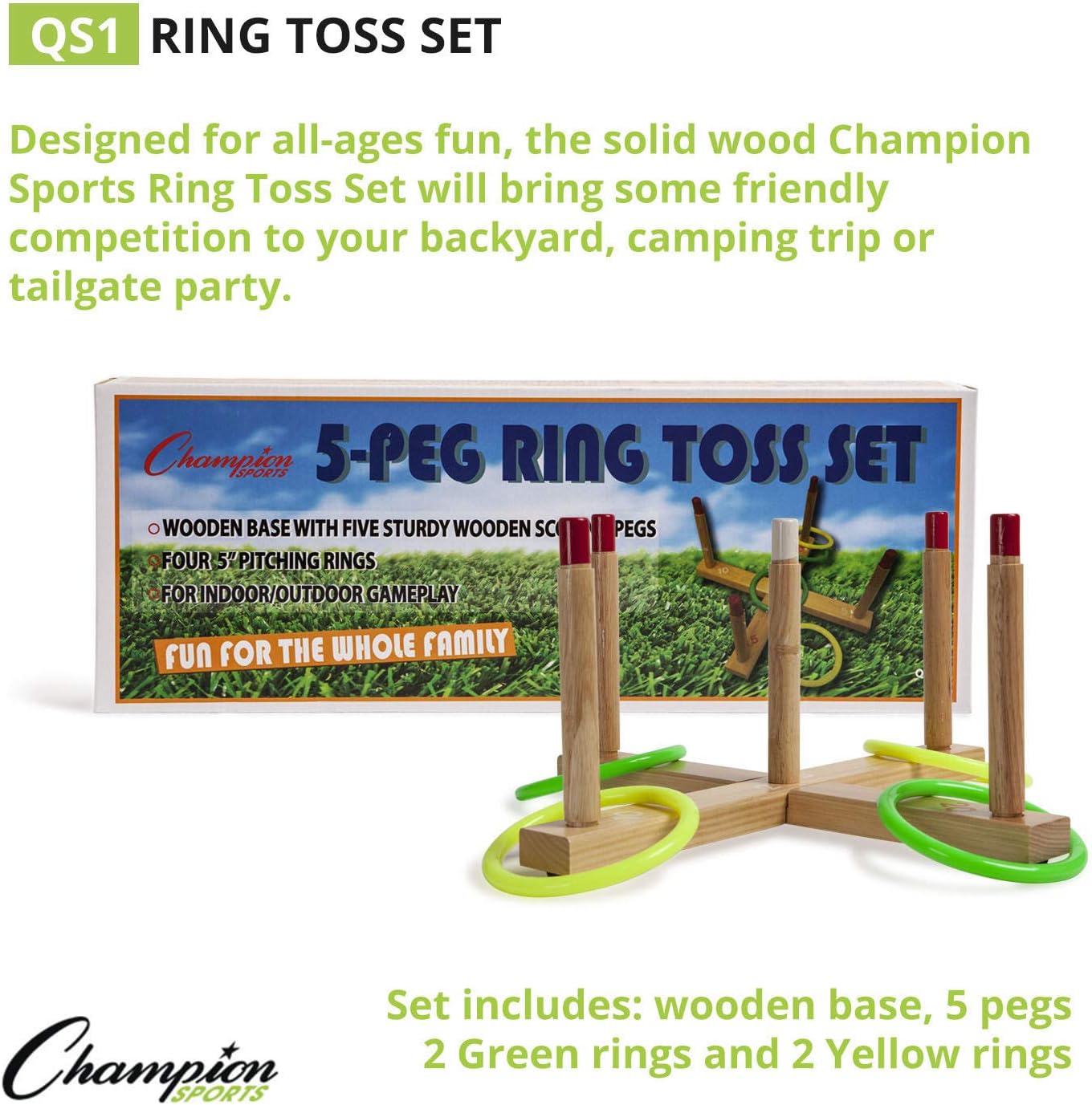 Amazon Com Champion Sports Qs1 Wooden Ring Toss Set Ring Toss