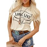 Western Shirts for Women Vintage Cowboy Cowgirl T-Shirts Long Live Cow Skull Graphic Tee Tops Country Rodeo Outfit