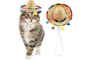 Glodecart Sombrero Cat Hat for Cats Mexican Fiesta, Mini Sombrero Hat for Cat Cinco de Mayo Party Supplies Funny Sombrero Mexican Style Hats Headwear for Small Puppy Cats Costume Cute Sombrero