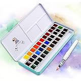 MeiLiang Watercolor Paint Set, 36 Vivid Colors in Pocket Box with Metal Ring and Watercolor Brush, Perfect for Students, Kids