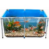 PVC Fish Pond,Above Ground Fish Tank,Goldfish/Koi Pond with Clear Viewing Panel, Outdoor Canvas Aquarium with Stainless Steel Frame &amp; Drain Valve for Outside,47.2 * 31.5 * 23.6in,152 Gallon
