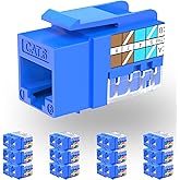 Rapink RJ45 Keystone Jack Cat6 10G Support, Keystone Jacks UTP 25 Pack for Wall Plate and Patch Panel, Rj45 Keystone 90 Degree Blue Color for Cat6, Cat5e, Cat5 Cabling