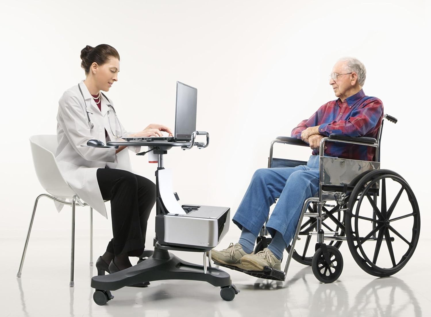 Aidata Ergonomic Sit-Stand Mobile Laptop Cart Work Station with Printer Shelf (Model: LPD009P): Computers & Accessories