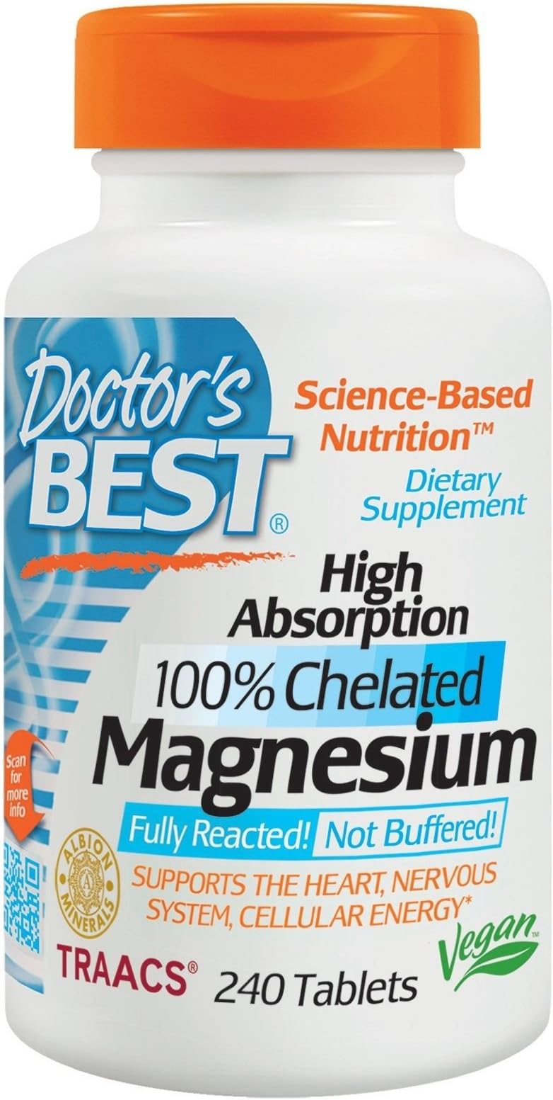Doctor's Best High Absorption Magnesium, 100% Chelated, 100mg, 240 Tablets