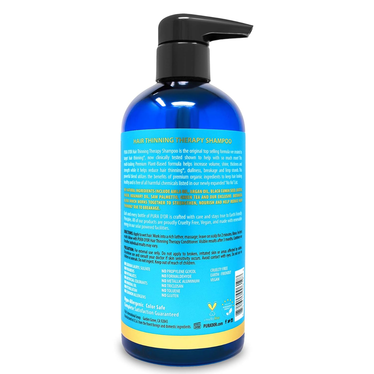 PURA D'OR Hair Thinning Therapy Biotin Shampoo VANILLA LAVENDER Scent (16 oz) w/Argan Oil, Herbal DHT Blockers, Zero Sulfates, Natural Ingredients For Men & Women, All Hair Types (Packaging may vary) : Beauty