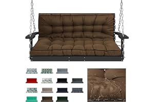 RUFXIEZW Swing Replacement Cushions with Backrest, 2 or 3 Seater Waterproof Non-Slip Overstuffed Swing Pad, Indoor/Outdoor Be