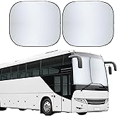 EcoNour 2-Piece Foldable Spring RV Windshield Sunshade, Reflective 240T Polyster for RVs, Trucks, Motorhomes, Bus, Side Window, XX-Large (Each 41.5 in x 50 in)
