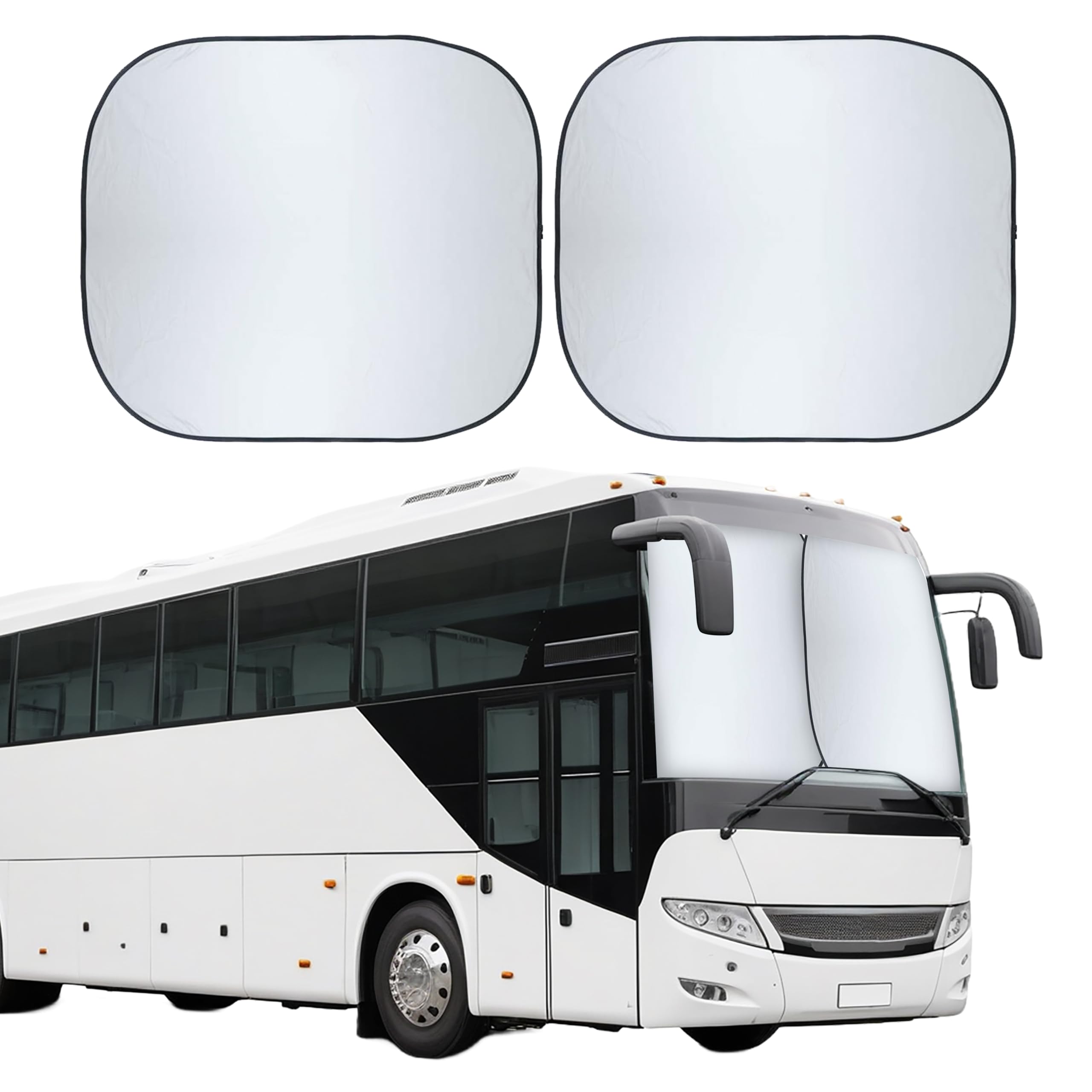 EcoNour 2-Piece Foldable Spring RV Windshield Sunshade, Reflective 240T Polyster for RVs, Trucks, Motorhomes, Bus, Side Window, XX-Large (Each 41.5 in x 50 in)